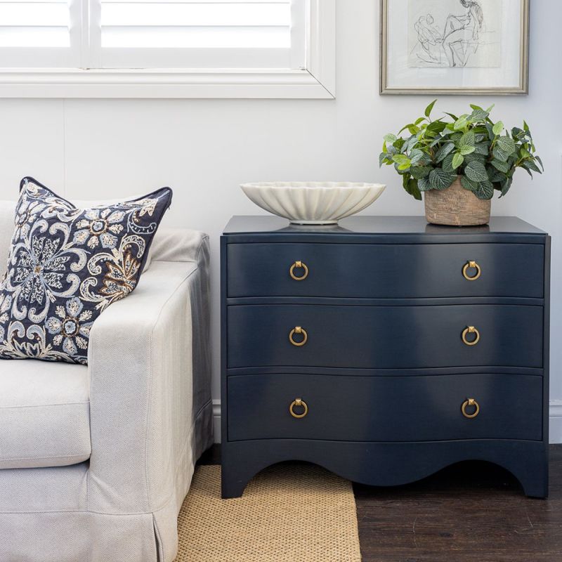 harley quinn gold and black dress Navy lacquered White Furniture Co Mid Century MCM Dresser – McKenna Design  Co main image 0