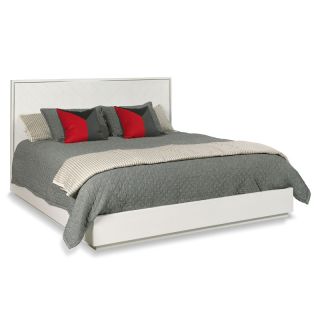 Torrance Bed, KING  #68 Alabaster Finish with Nickel Trim