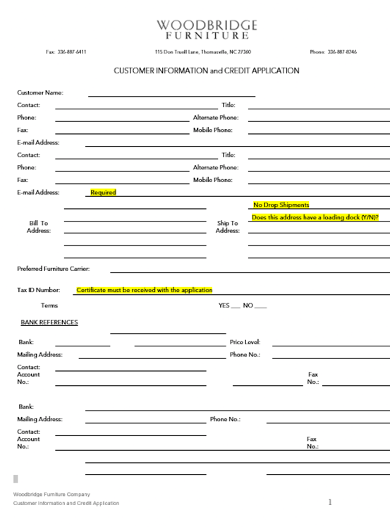 Customer Info Form